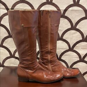 COCLICO Cognac Leather to the Knee Boots